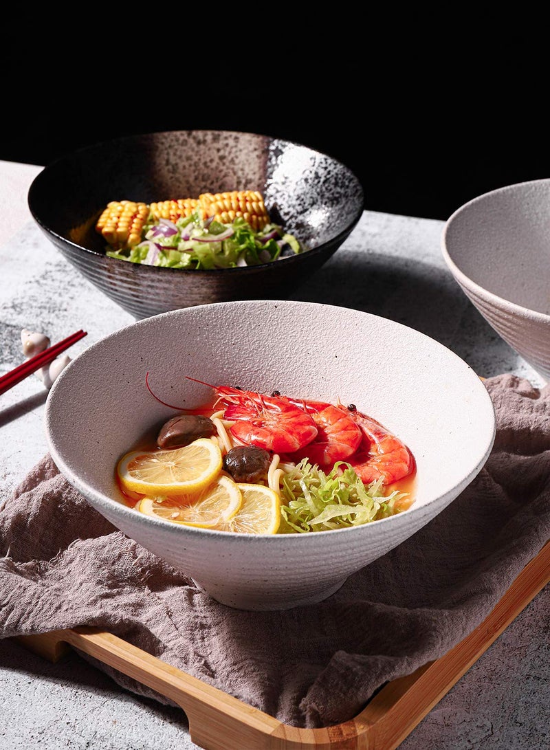 Kanwone Ceramic Japanese Ramen Bowl Set, Noodle Soup Bowls - 60 Ounce, with Matching Spoons and Chopsticks for Udon Soba Pho Asian Noodles, Set of 2, White - Image 4